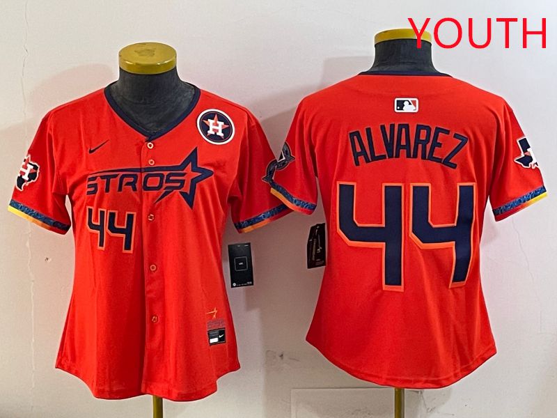 Youth Houston Astros #44 Alvarez Orange Fourth generation Joint Name Nike 2025 MLB Jersey style 5->youth mlb jersey->Youth Jersey